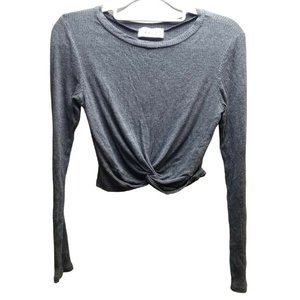 Gaze Women's Junior's Size XS Long Sleeve Crop Top Twist Front Rib Knit Tee